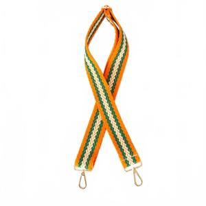 NEW FUNKY MONKEY women's stripe woven crossbody purse strap in orange/green/whit